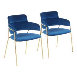 Napoli - Contemporary Chair (Set of 2) - Gold / Blue