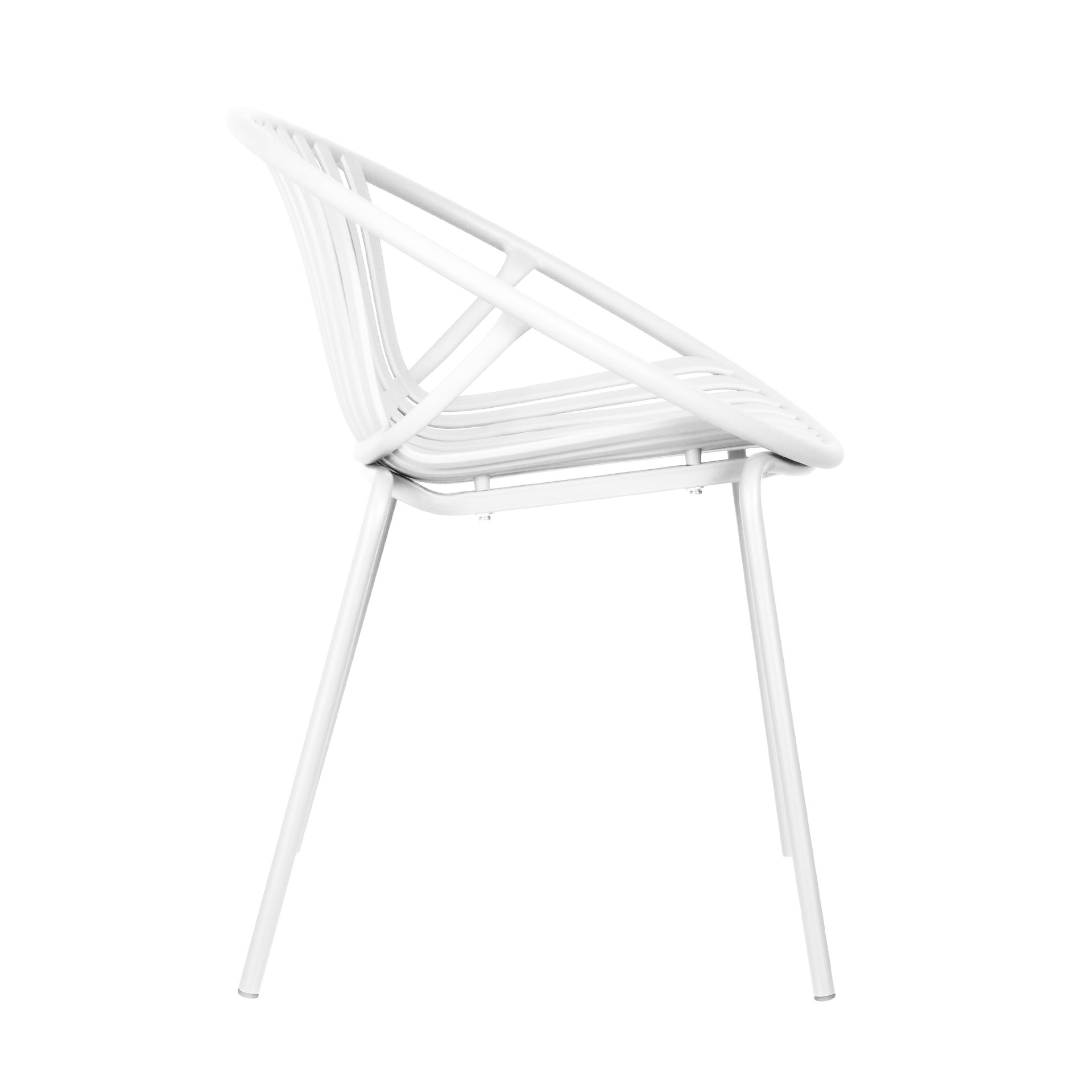 Modern Simple Art Style Patio Dining Chairs Stackable With Breathable Design, Metal Legs And Plastic Backrest (Set of 2) - White - Image 10
