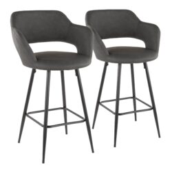 Margarite - Contemporary Counter Stool (Set of 2) - Black / Gray