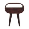 Wooden Circular Bedside Table With Open Slot - Walnut - Image 4