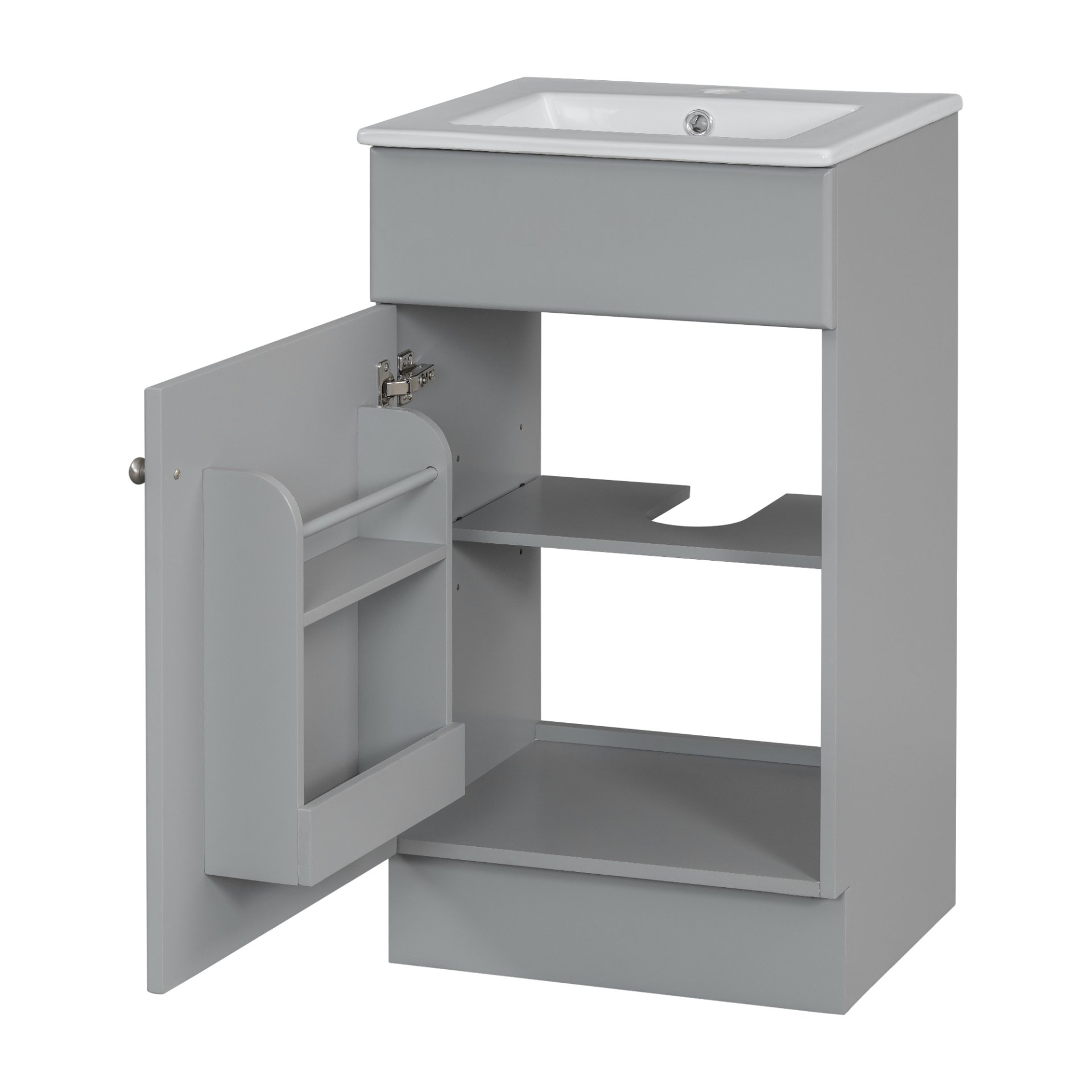Bathroom Vanity With Sink, Vanity Cabinet With Door Shelf And Adjustable Shelf - Gray - Image 18
