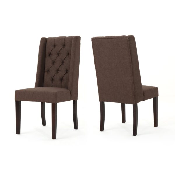 Elegant Tufted Dining Chair (Set of 2) With High Backrest - Dark Brown