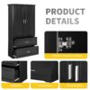 Tall Bathroom Storage Cabinet, Cabinet With 2 Doors And Drawers, Adjustable Shelf - Black - Image 3
