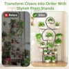 Plant Stand Indoor With Grow Light, 9 Tiered 63" Tall Indoor Plant Shelves For Multiple Plants - Walnut / Black - Image 5