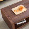 Modern Minimalist Rectangular Coffee Table Measuring Embodies The Simple Charm Of Mid Century Aesthetics, Adding A Touch Of Elegance To Your Living Room - Walnut - Image 10