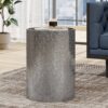 Modern Round Accent Table With Hammered Surface - Silver Iron Frame - Image 4