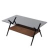 Rectangle Coffee Table With Tempered Glass Top And Brown MDF Shelf, Modern Table For Living Room - Gray - Image 8