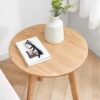 Round Small End Table, Side Table For Bedroom & Balcony - Natural - Image 9