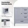 30" Bathroom Vanity With Sink, Bathroom Cabinet With A Door, 3 Drawers Legs, Adiustable Foot Pads - Gray - Image 7