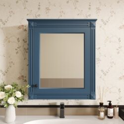 Wall Mounted Bathroom Storage Cabinet With Mirror, Medicine Cabinet With Height Adjustable Shelf, Over The Toilet Space Saver Cabinet - Blue