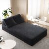 Multifunctional Convertible Sofa Bed With 2 Tumbler Backrests And 2 Pillows, Diy Modern Upholstered Couch - Dark Gray - Image 2