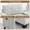 Sectional With Acrylic Table Top U Shaped Couch Set With 2 Consoles USB Charger, Storage Drawers And Pockets Movable Ottoman Tufted Sofa - Light Gray - Image 23
