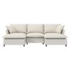 Sectional Sofa With Ottoman U Shaped Cloud Sleeper Couch Set With Pillows, Free Combination 5 Seat Modular Upholstered - Beige - Image 10