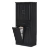 Stylish Bathroom Storage Cabinet With 2 Laundry Baskets And Drawer - Black - Image 15