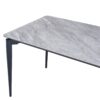Modern Sintered Stone Dining Table Glossy Rock Surface Family Dining Table For 8 People With Sturdy Metal Legs Contemporary Kitchen Restaurant Furniture - Black / Gray - Image 6