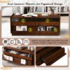 Modern Rectangle Coffee Table With 4 Drawers And 2 Display Shelves, Tempered Glass For Living Room - Brown - Image 7