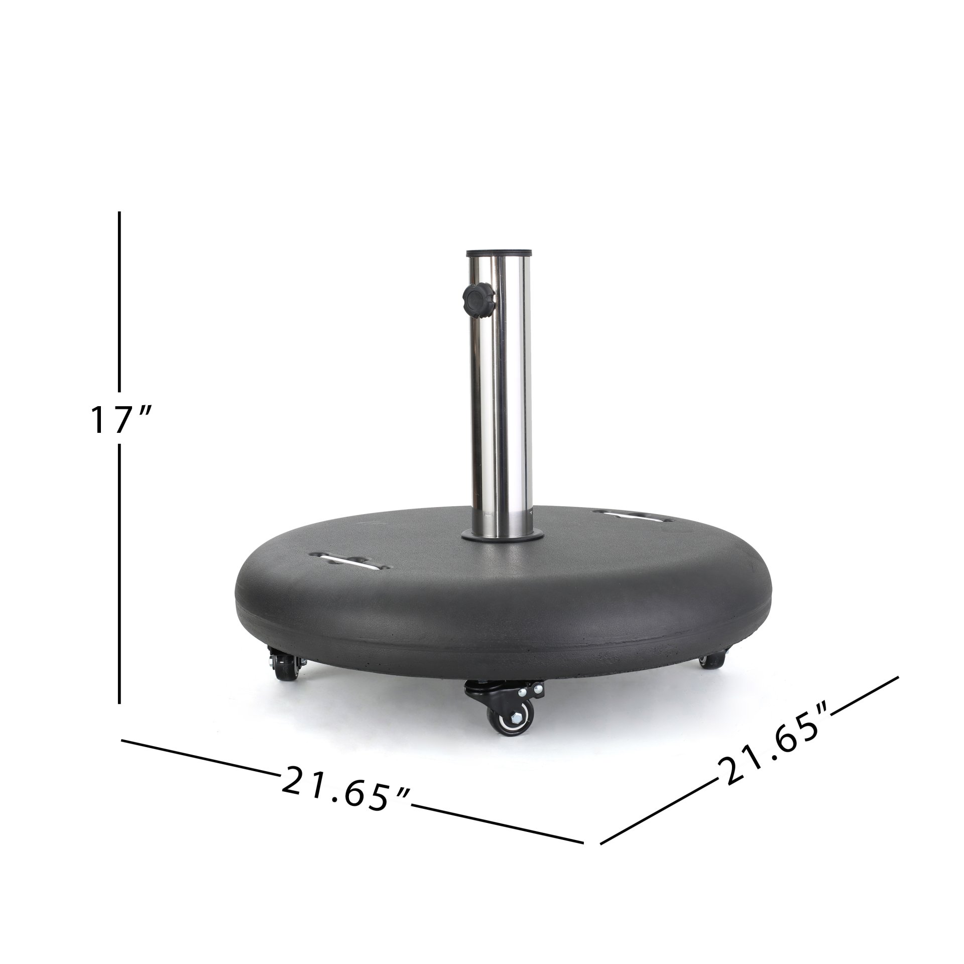 Wheelie - Modern Round Umbrella Base With Stainless Steel Holder - Black - Image 3