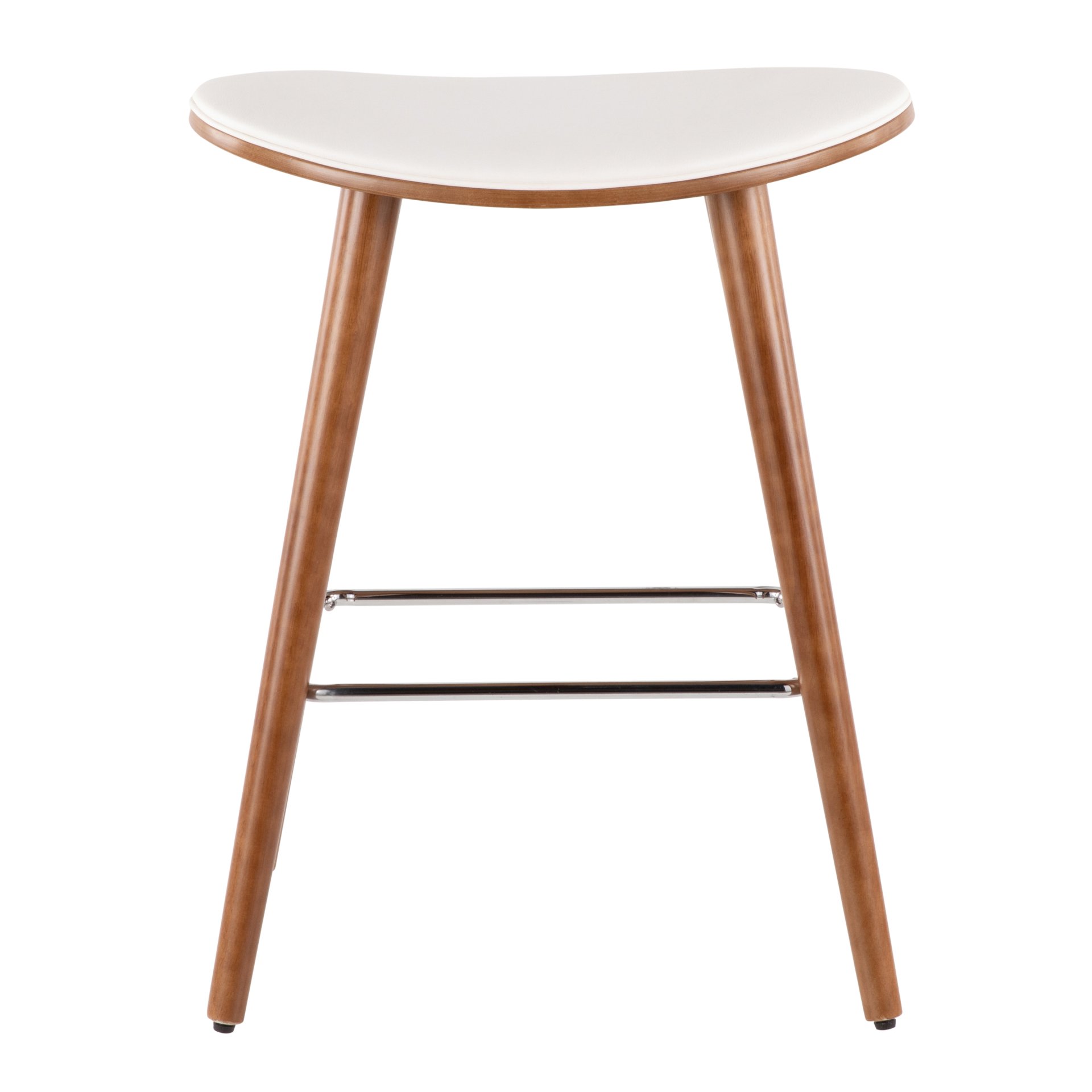 Saddle - Mid-Century Modern Counter Stool (Set of 2) - Walnut / White - Image 5