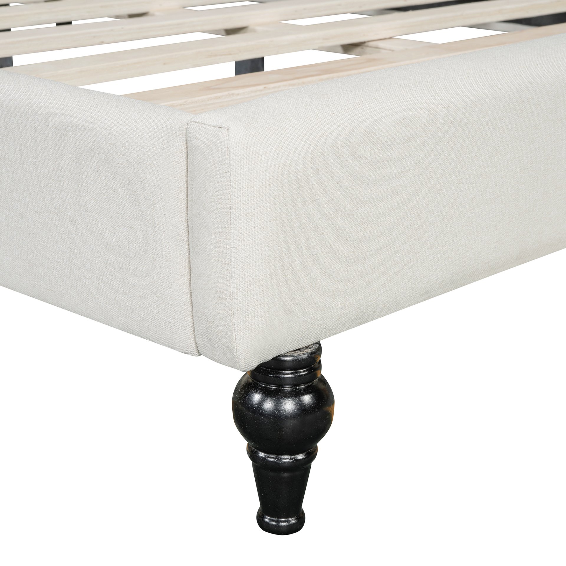 Full Size, Durable Construction Modern L Shaped Linen Daybed With Legs - Beige - Image 7