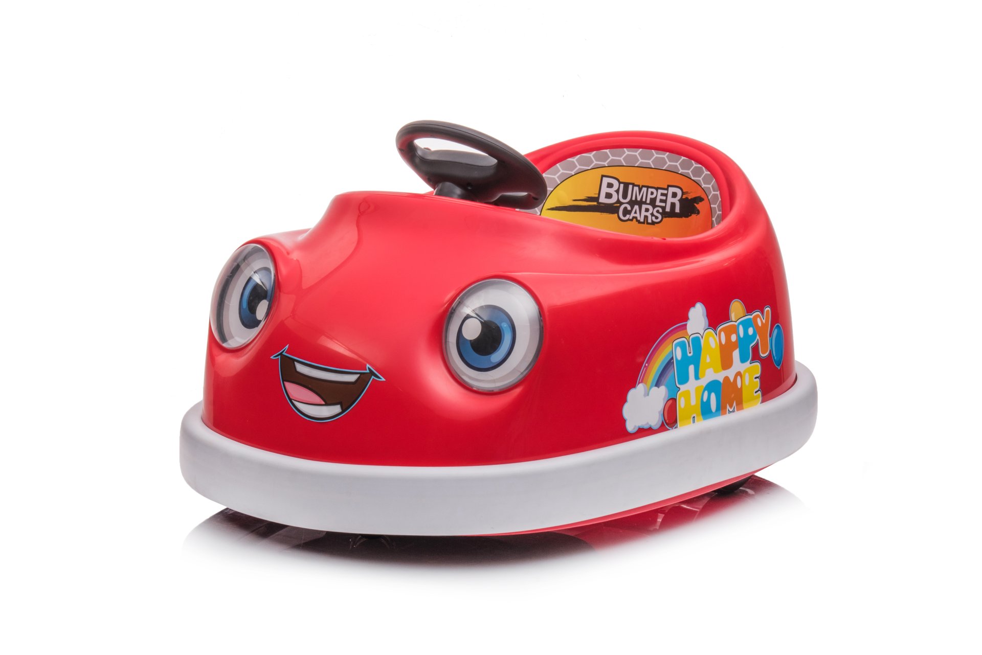 Bumper Car For Kids, 12V Dual Drive 1-6 Years Old Children's Electric Car With Pushrod Dinner Plate USB Bt Music Rocking Horse Mode Anti-Collision Bumper Ride On Car - Red - Image 2