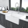Sink 30" Apron Front Reversible Single Bowl Kitchen Sink & Grid And Strainer - White - Image 9