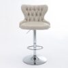 Swivel Barstools Adjusatble Seat Height From 25-33", Modern Upholstered Chrome Base Bar Stools With Backs Comfortable Tufted For Home Pub And Kitchen Island - Beige - Image 2