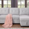 Lucca II - Woven Fabric Reversible Sleeper Sectional Sofa With Storage Chaise and Pocket Coil Seating - Light Gray - Image 10