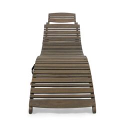 Lahaina - Wood Foldable Chaise Lounge Acacia Outdoor Relaxation Chair - Gray