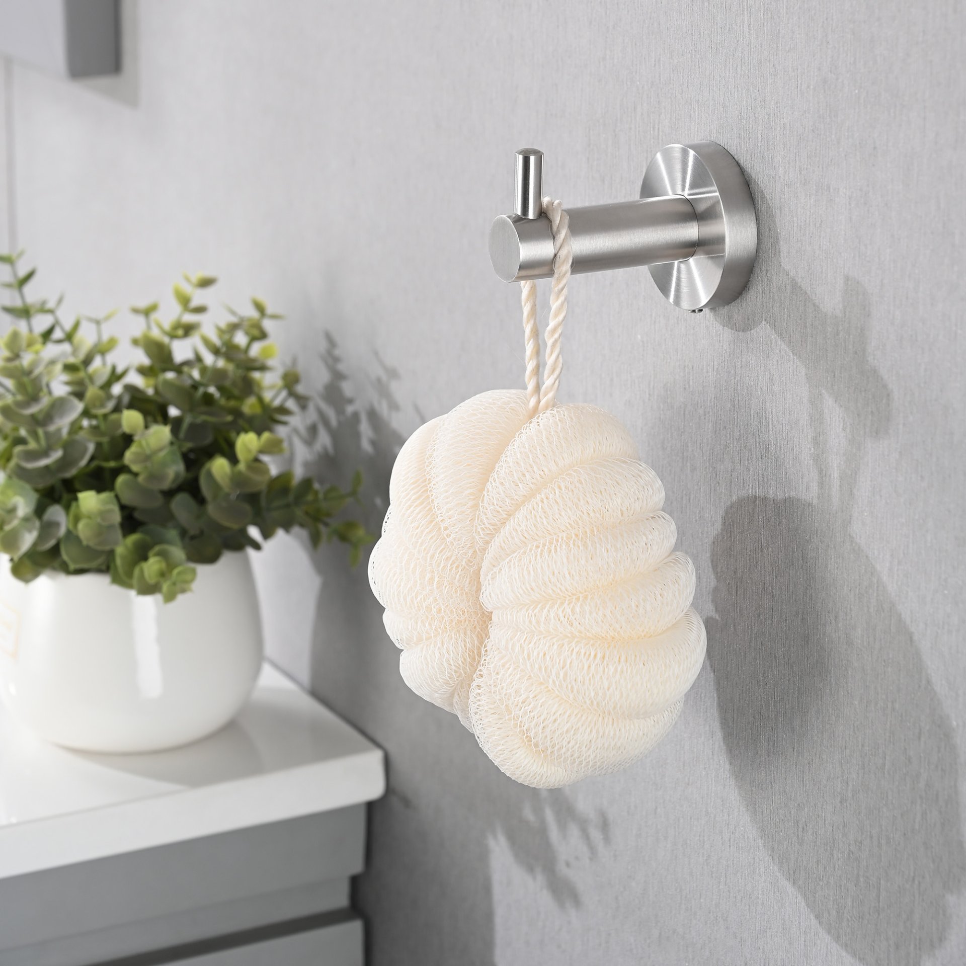 Bathroom Set 4 Pack With Towel Bar Racks, Toilet Paper Holder, Ring, Hook, Stainless Steel - Brushed Nickel - Image 8