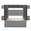 Full Size Bed With All In One Cabinet, Shelf And Sockets, Twin Size Trundle - Gray - Image 2
