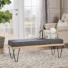 Upholstered Bench With Hairpin Legs - Charcoal Gray - Image 2