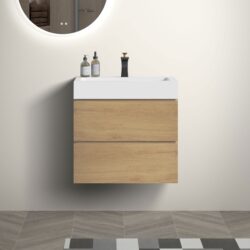 Alice - U040-Alice24-106 Bathroom Vanity With Sink, Large Storage Wall Mounted Floating Bathroom Vanity For Modern Bathroom - Oak / White