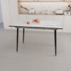 Modern Industrial Expandable Dining Table 47" To With Marble Pattern Top And Metal Legs - White - Image 7