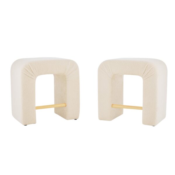 Boucle Stool (Set of 2), Dining Chairs For Home Kitchen Island - Cream