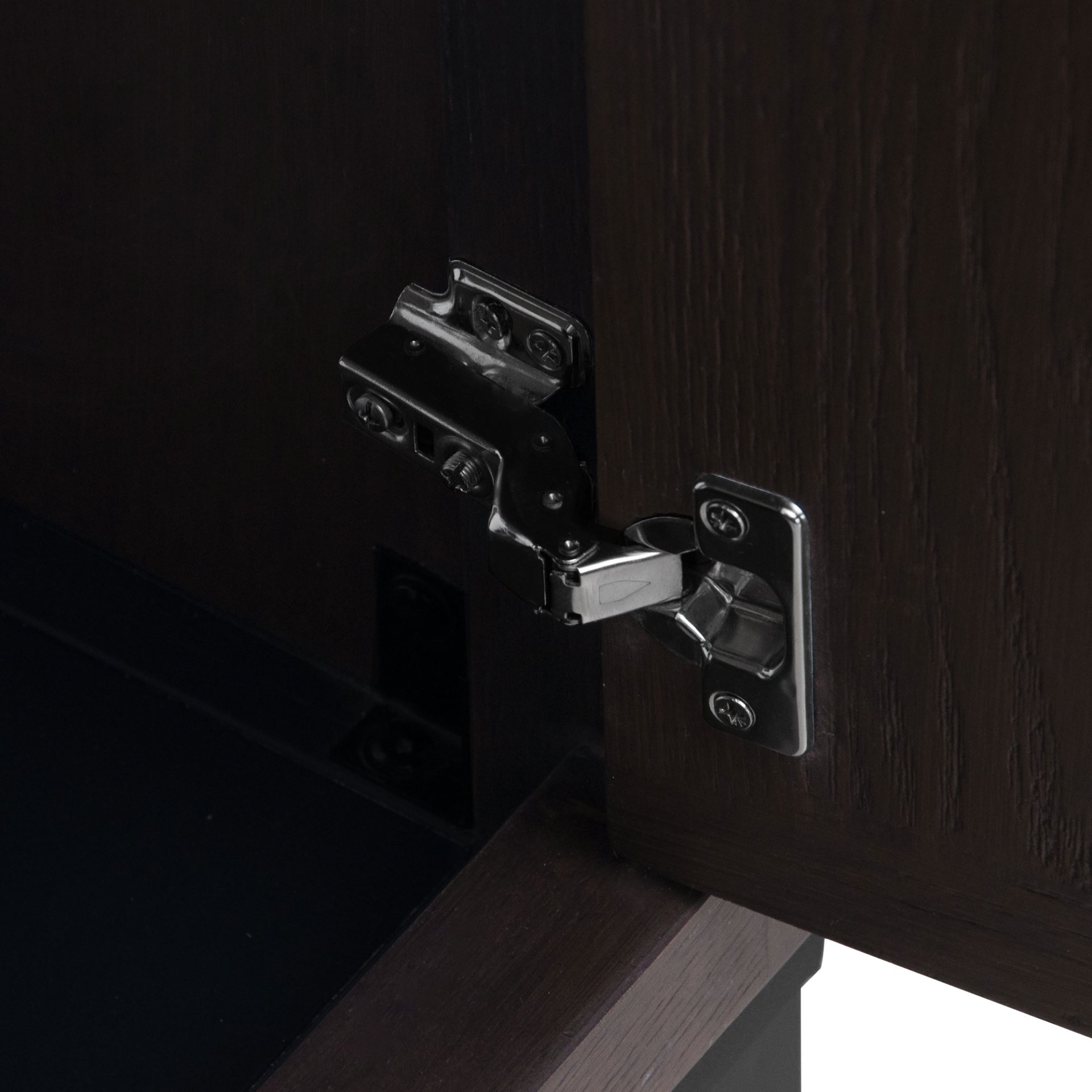 Modern Freestanding 36" Bathroom Vanity With Ceramic Sink, Hot And Cold Faucet, 2 Door Cabinet & Open Iron Shelf - Walnut - Image 19