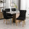 Nikki - Modern, High-End Tufted Solid Wood Contemporary Velvet Upholstered Dining Chair With Golden Stainless Steel Plating Legs, Nailhead Trim (Set of 2) - Black - Image 12