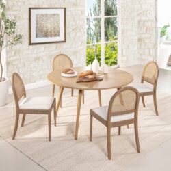 Panama - Curved Cane Side Dining Chair (Set of 2) - Ivory White