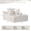 Oversized Chaise Lounge Chair Cozy Cloud Couch, Plush Corduroy Upholstered Sleeper Sofa Daybed With 3 Throw Pillows And Wide Armrest For Living Room - White - Image 3
