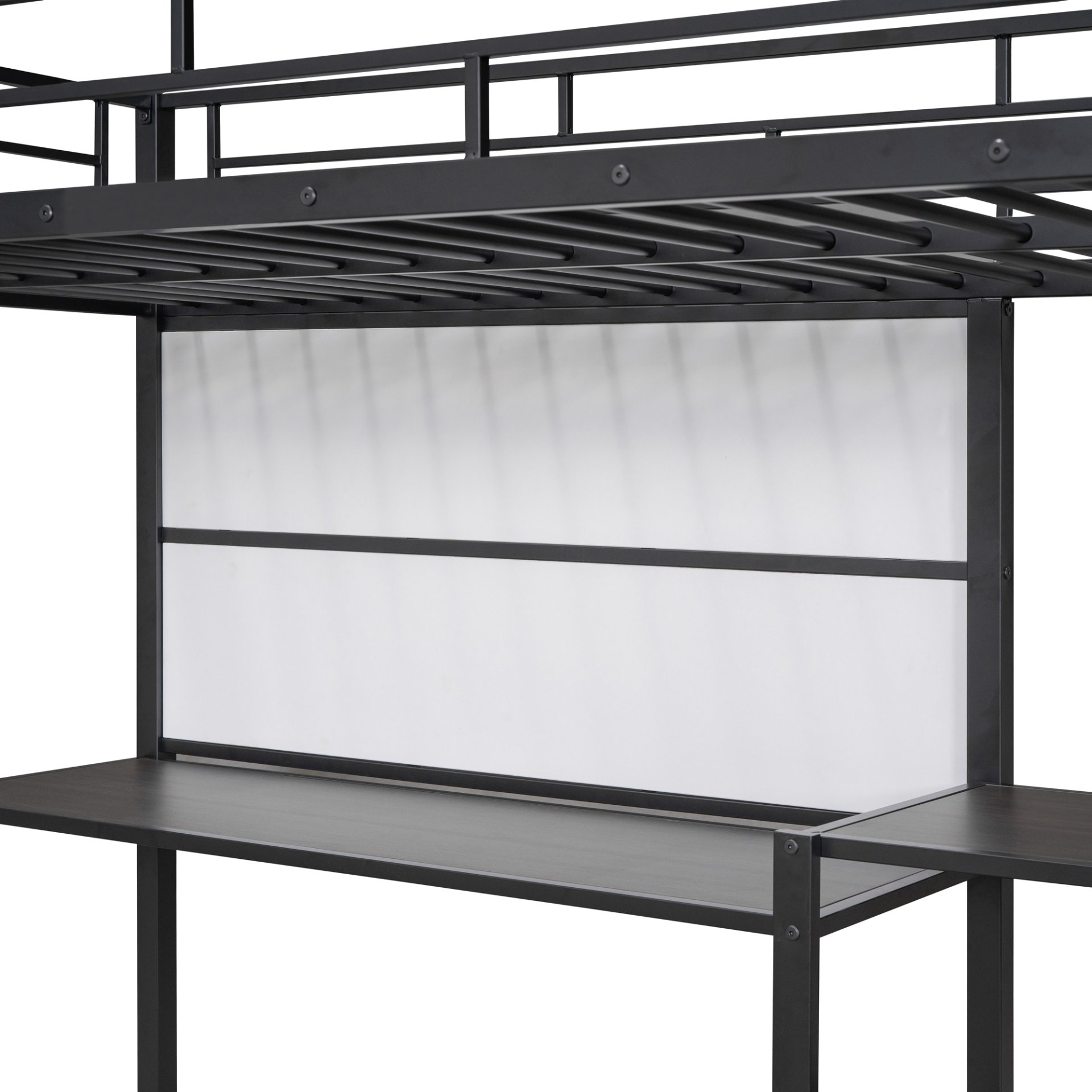 Twin Size Loft Bed With Desk And Whiteboard With 3 Shelves And Ladder - Black - Image 12