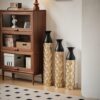 Floor Metal Vases (Set of 3) Gorgeous Home Decoration Large Glazed Metal Vases - Black / Gold - Image 7