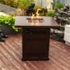 28" Propane Gas Fire Pit Table, 50000 Btu Square Steel Fire Pit For Outside Patio Deck Garden Courtyard - Brown - Image 2