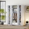 Contemporary 4 Door Wardrobe With Drawer And Top Cabinet - White - Image 7