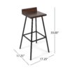 Outdoor Bar Stool With Low Backrests And Wood Seats (Set of 2) - Dark Brown / Black - Image 3