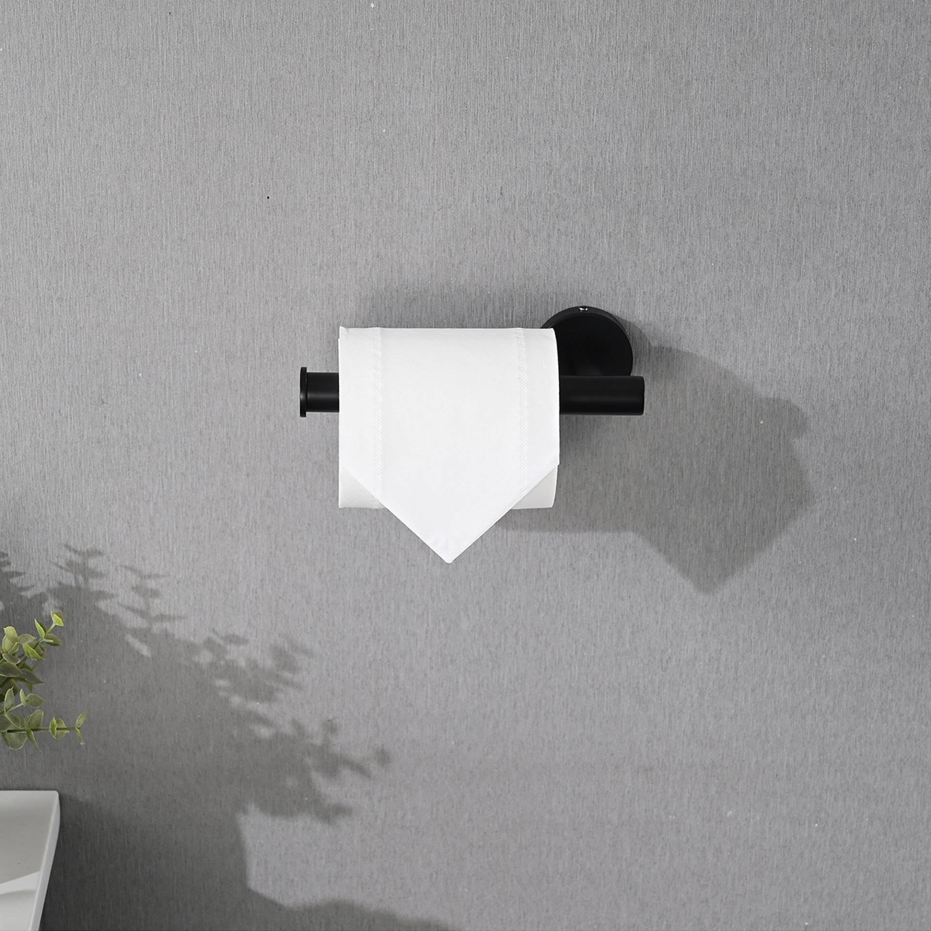 Bathroom Hardware Set Stainless Steel With Towel Bar, Paper Holder, And Hooks - Matte Black - Image 8