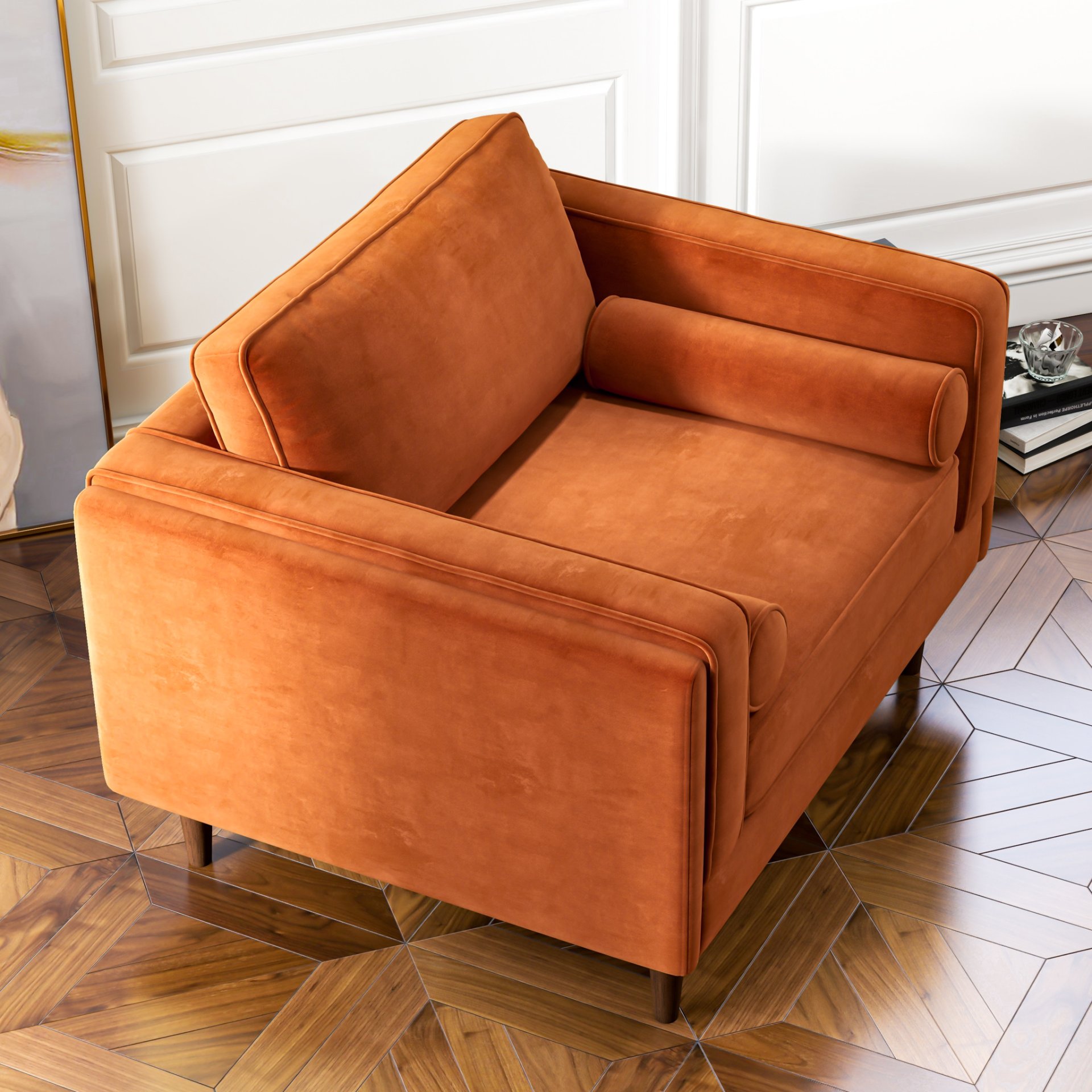 Amber - Velvet Lounge Chair - Orange - Image 3