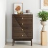 Modern 4 Drawer Dresser Chest For Living Room, Bedroom, Corridor Wooden Storage Cabinet - Walnut - Image 6