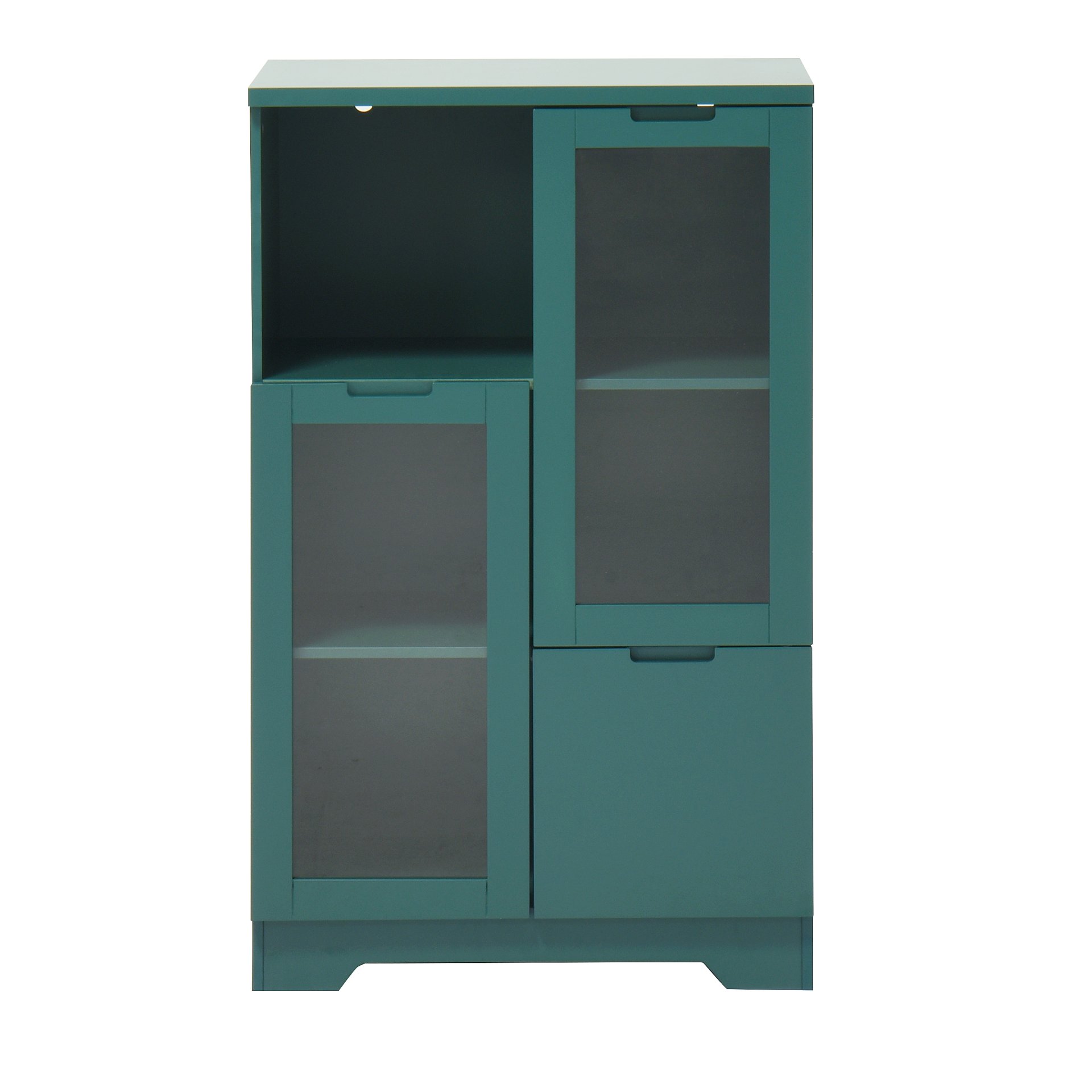 Modern Painted Cabinet With Glass Doors And Drawer - Green - Image 19
