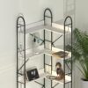 Industrial Style 5 Tier Corner Bookshelf With Thickened Iron Frame - Ivory White - Image 4