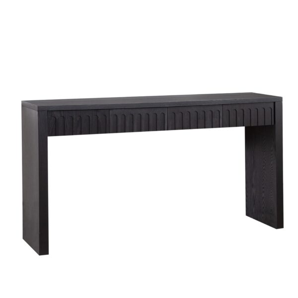 Modern Console Table With 4 Drawers, Entryway Table With Storage - Black