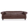 Rolled Arm Chesterfield Three Seater Sofa - Dark Brown - Image 5